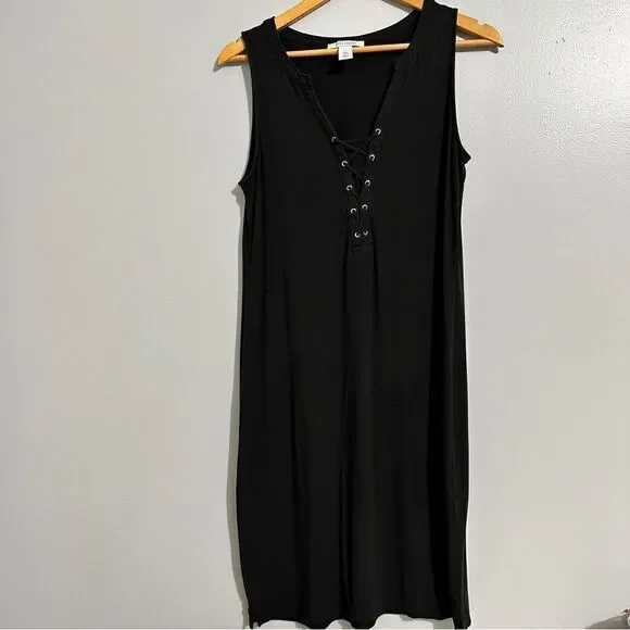 White House Black Market black laced up tank dress size M - Picture 1 of 7